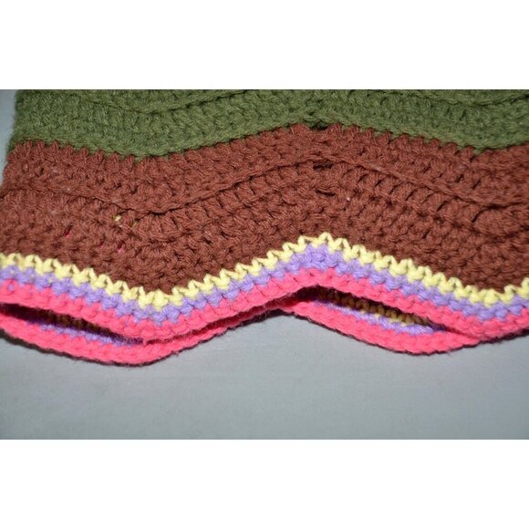 Vintage Chevron Pattern Striped Hand Knit Crochet Afghan Throw Baby Blanket - Picture 5 of 5